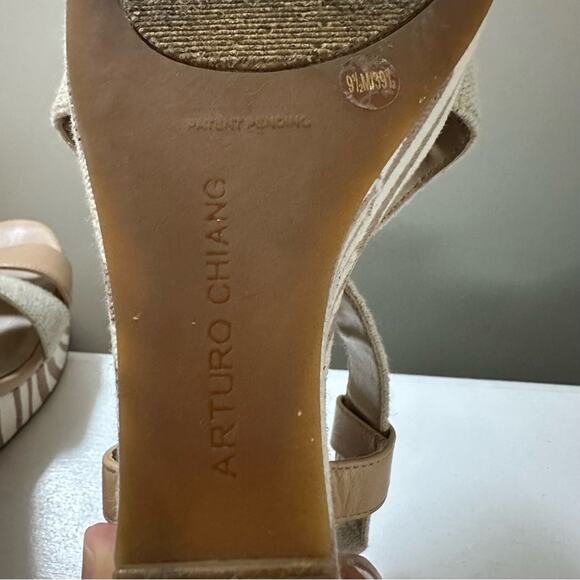Arturo Chiang Clover Zebra Striped Wedge Platform Sandal Women’s size 9.5 - Picture 6 of 8